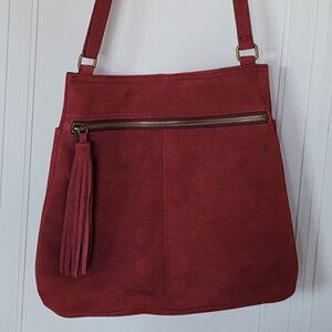 Margot Suede Leather Hobo Shoulder Bag With Tassel - Like NEW
